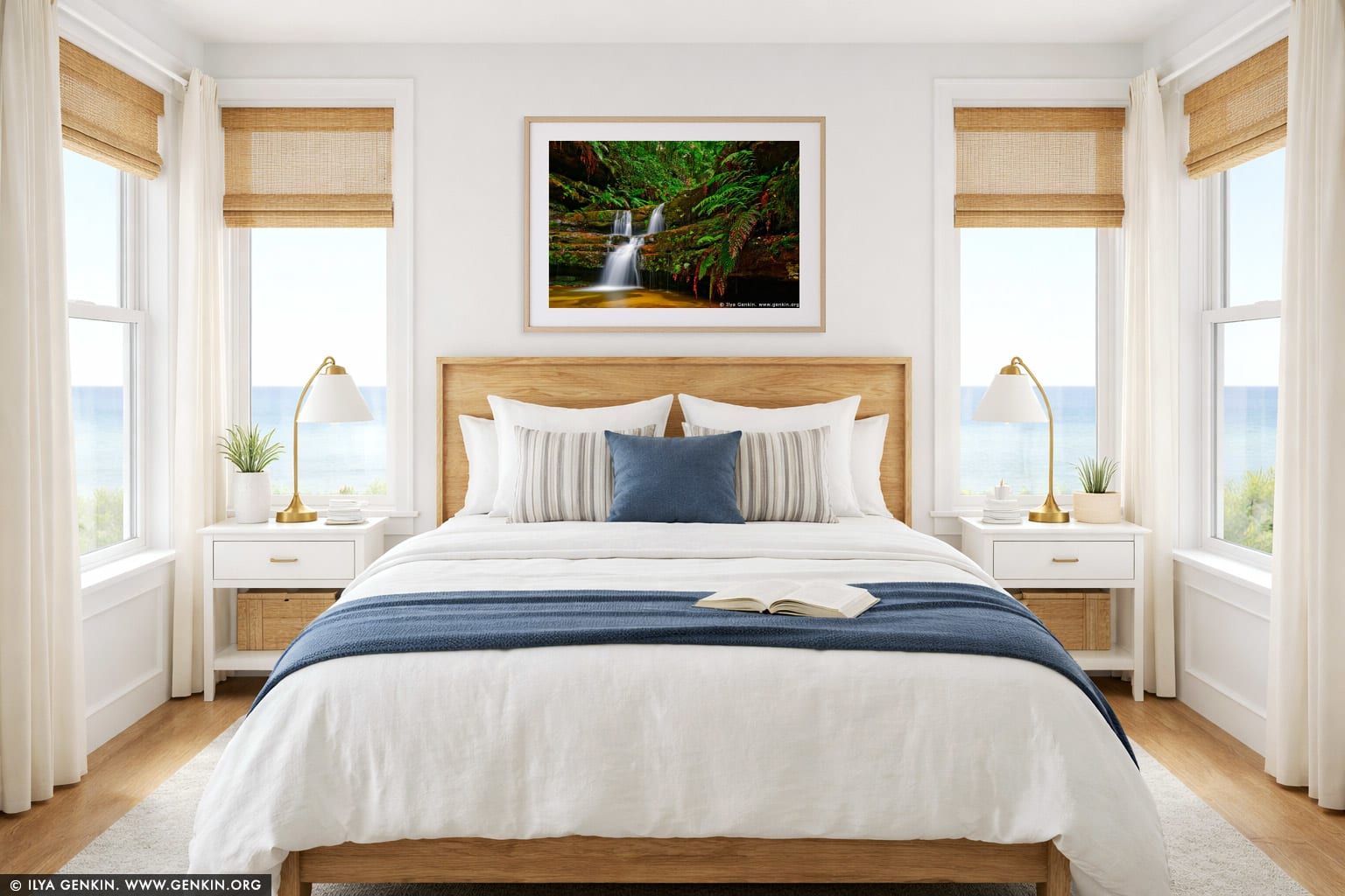 The Terrace Falls wall art in a bedroom interior