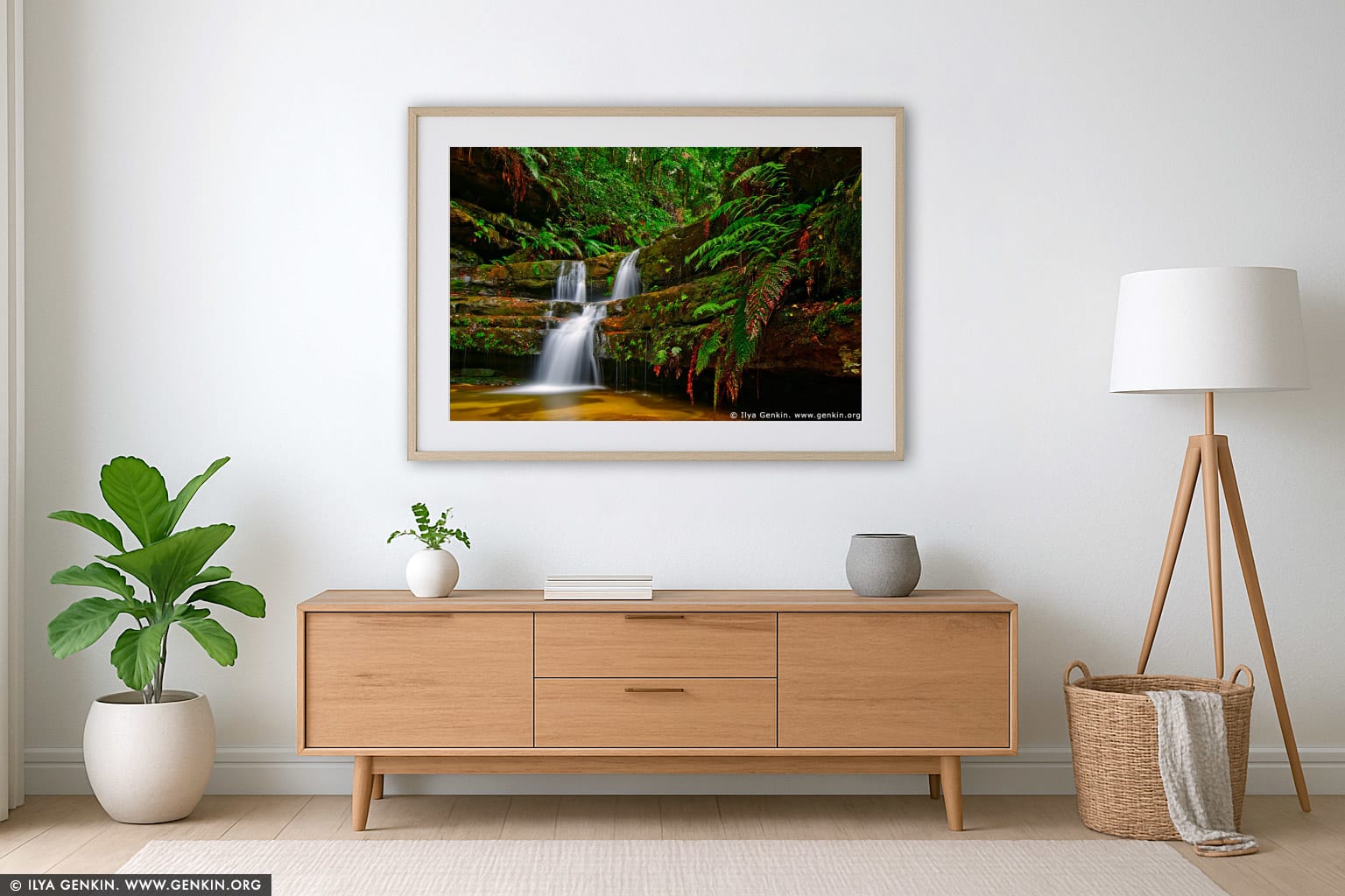 The Terrace Falls wall art in a luxury living room interior