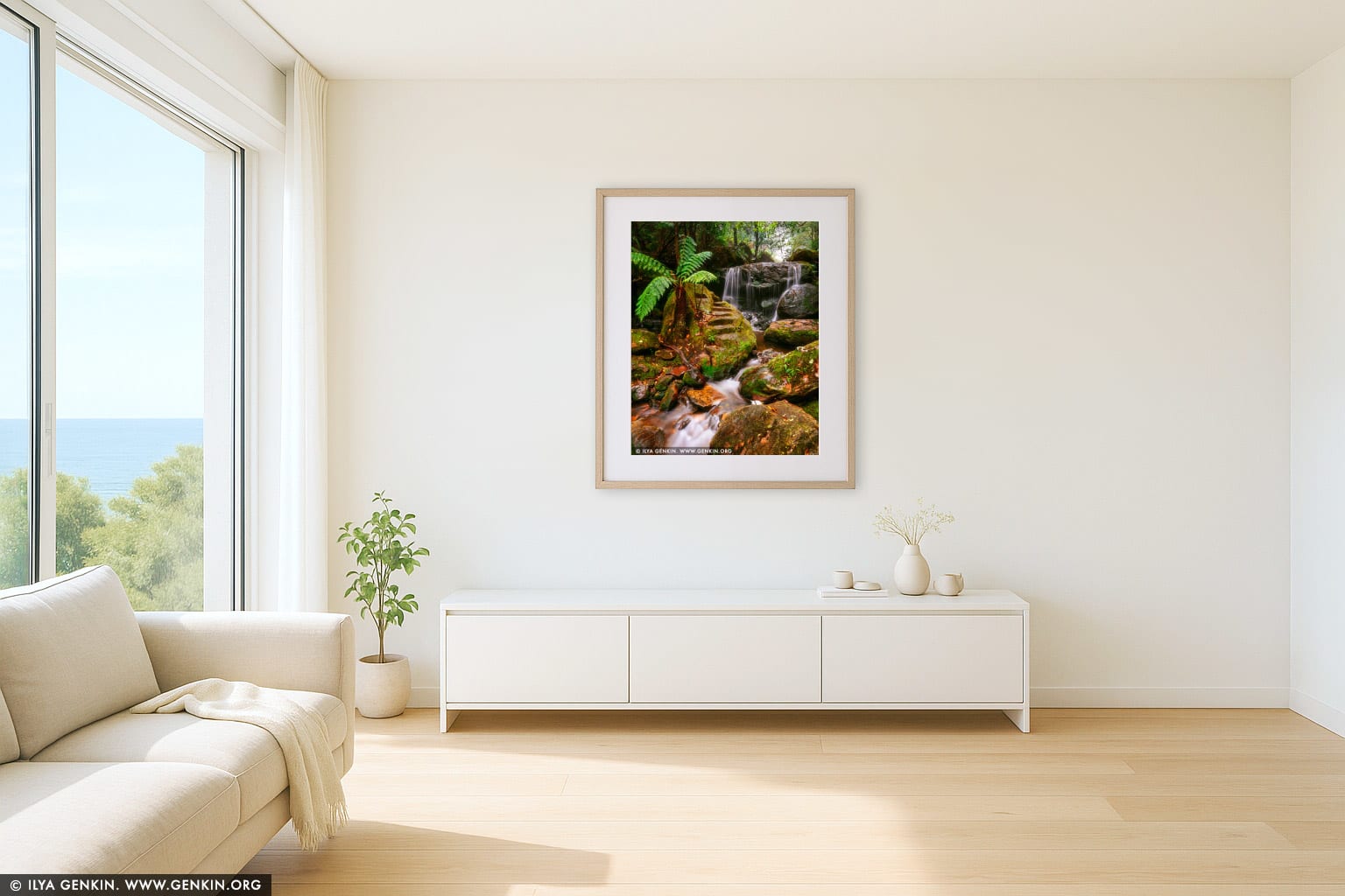 Weeping Rock wall art in a contemporary living room interior