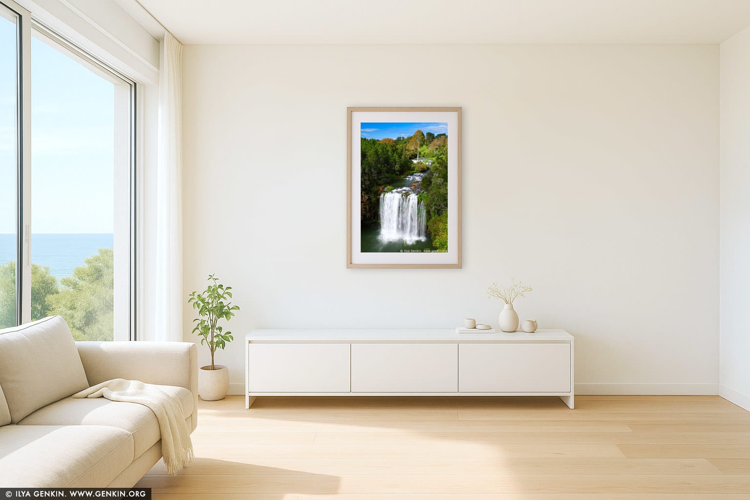 Dangar Falls wall art in a contemporary living room interior