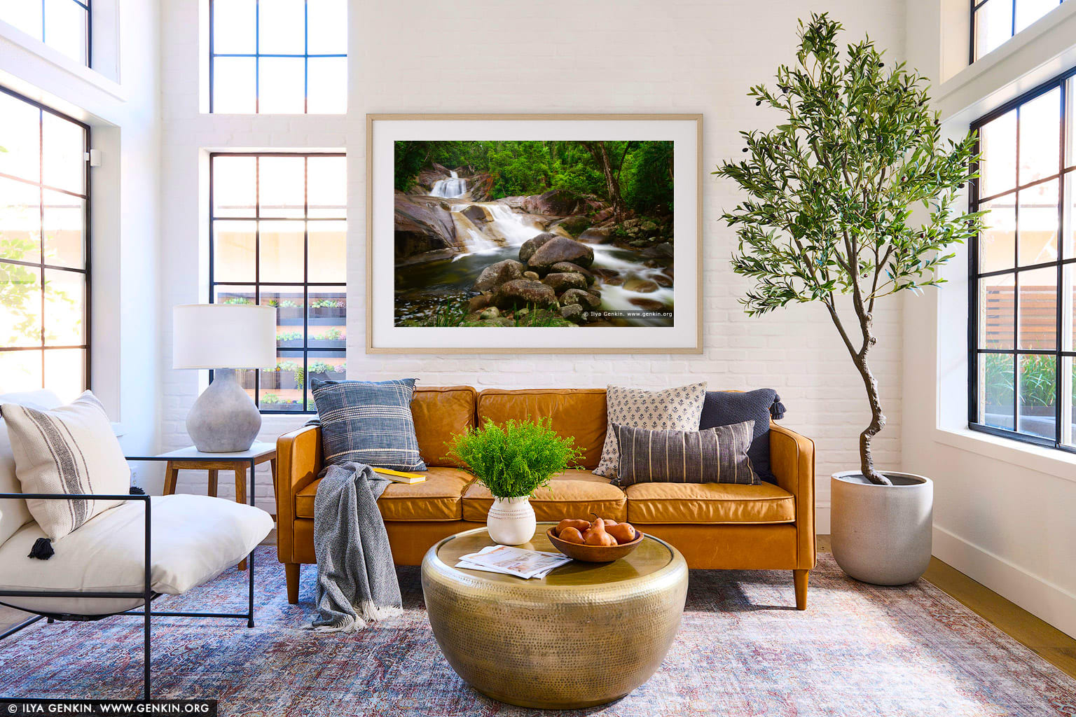 Josephine Falls wall art in a contemporary living room interior