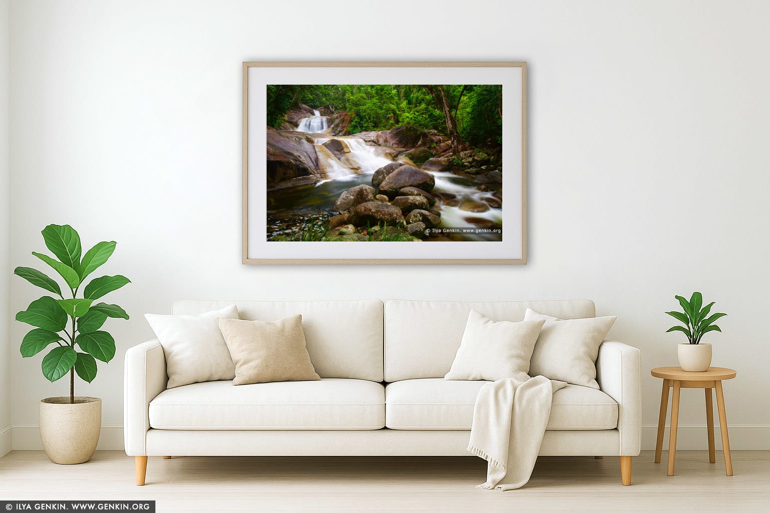 Josephine Falls wall art in a modern living room interior