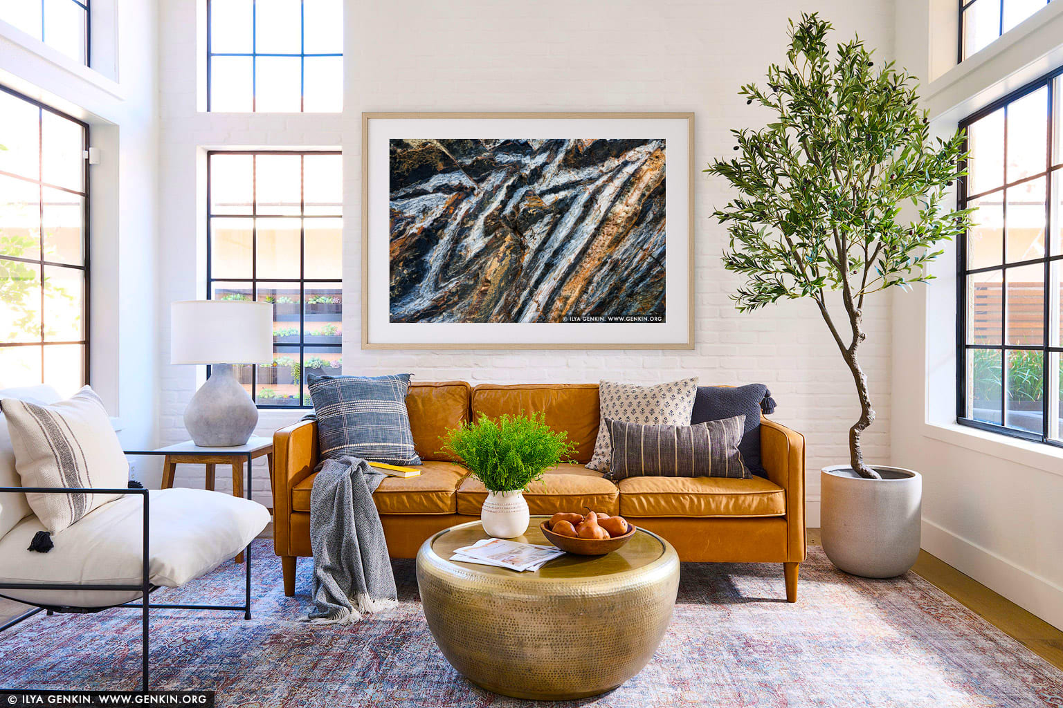 Chevron Rock wall art in a contemporary living room interior