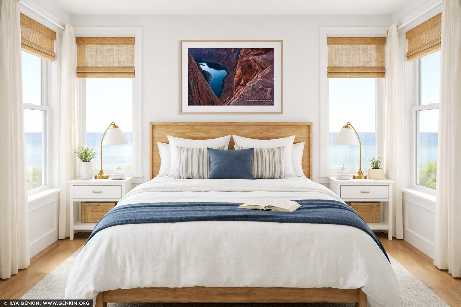 Horseshoe Bend wall art in a bedroom interior