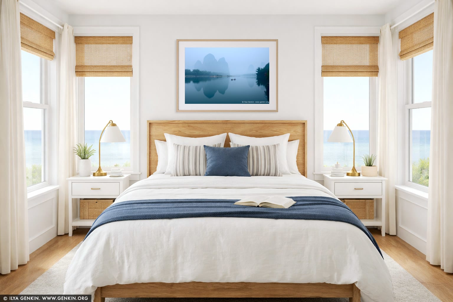 20 Yuan Note View at Dawn wall art in a bedroom interior