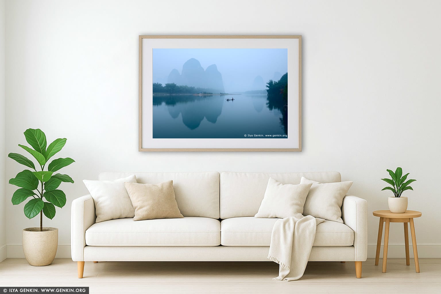 20 Yuan Note View at Dawn wall art in a contemporary living room interior