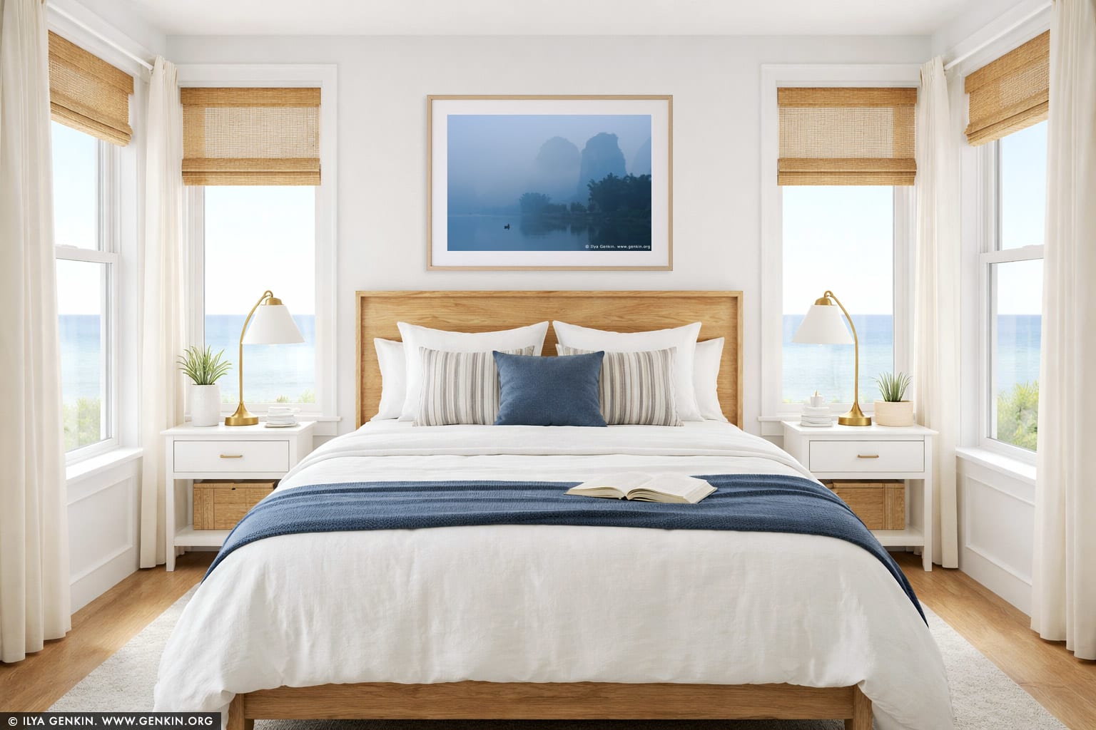 Li River View near Yangshuo wall art in a bedroom interior