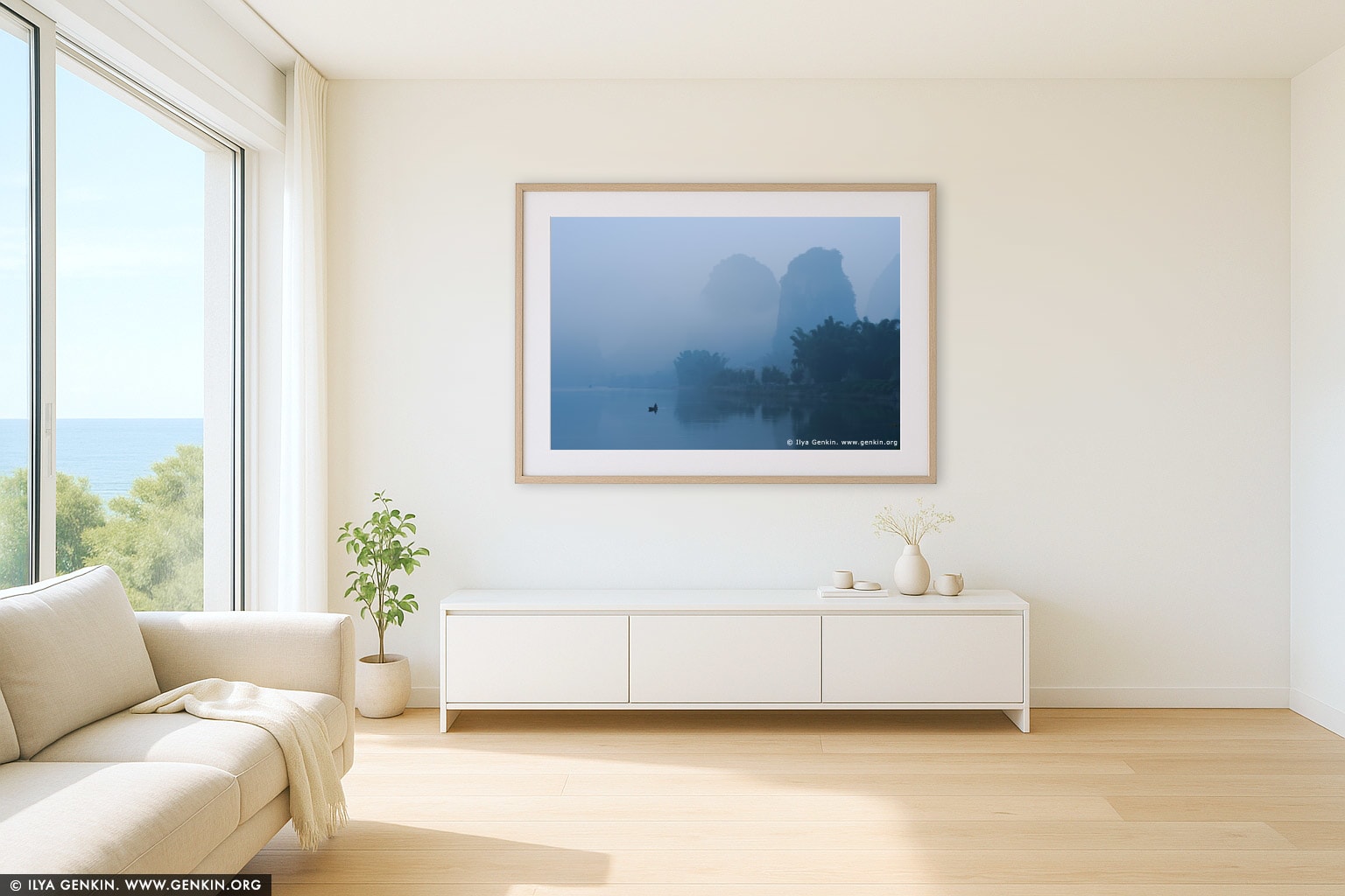Li River View near Yangshuo wall art in a luxury living room interior