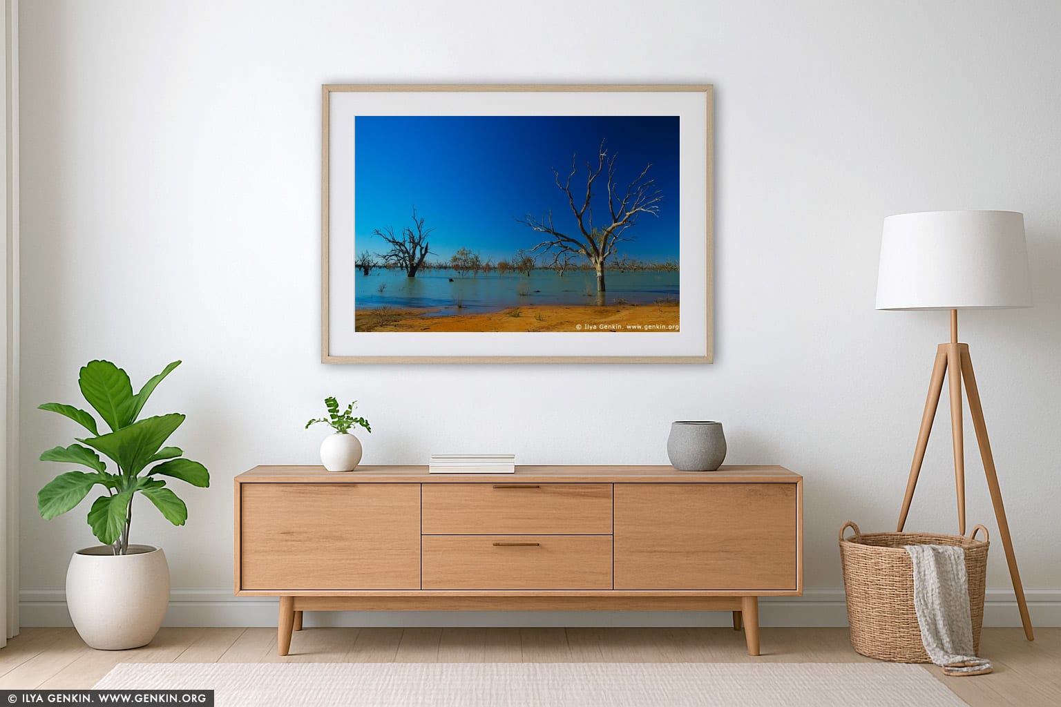Lake Pamamaroo wall art in a contemporary living room interior