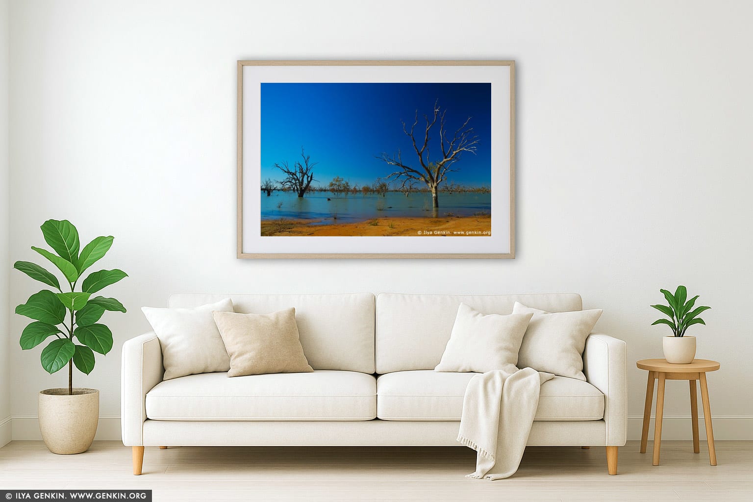 Lake Pamamaroo wall art in a luxury living room interior