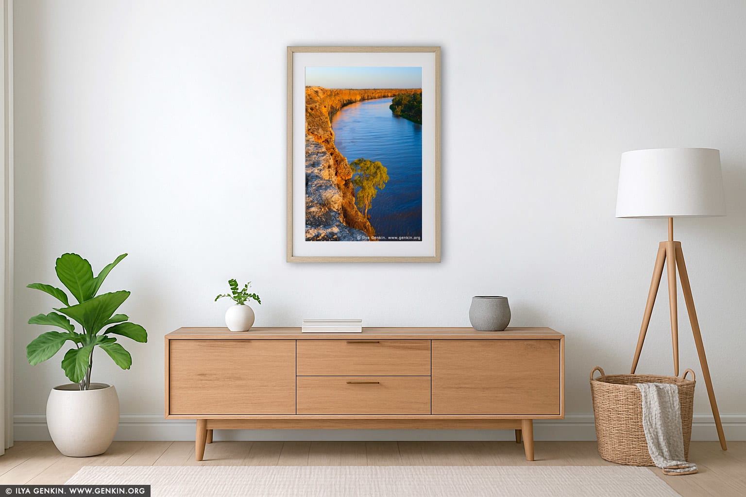 Big Bend at Sunset wall art in a luxury living room interior