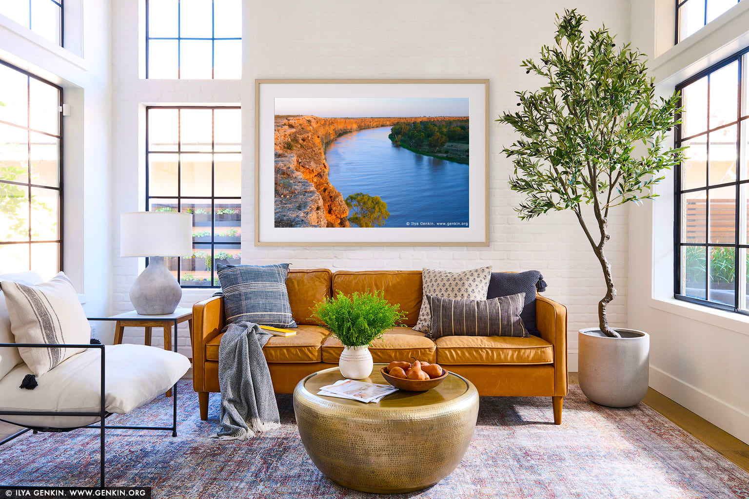 Big Bend at Dusk wall art in a luxury living room interior