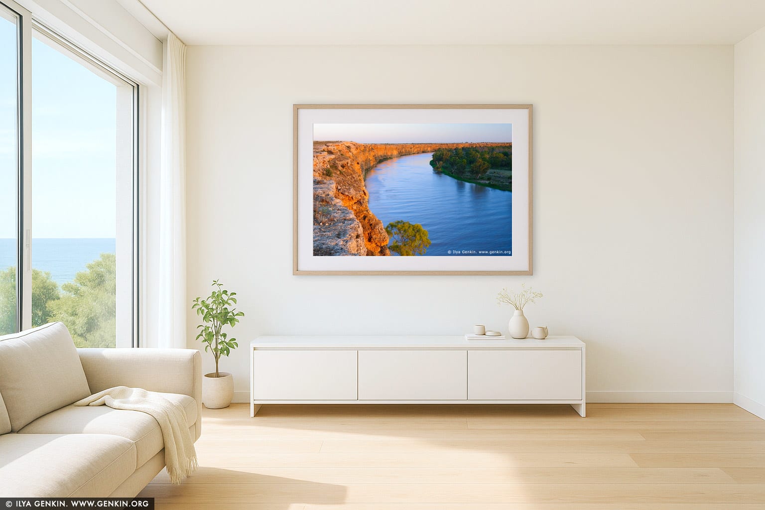 Big Bend at Dusk wall art in a luxury living room interior