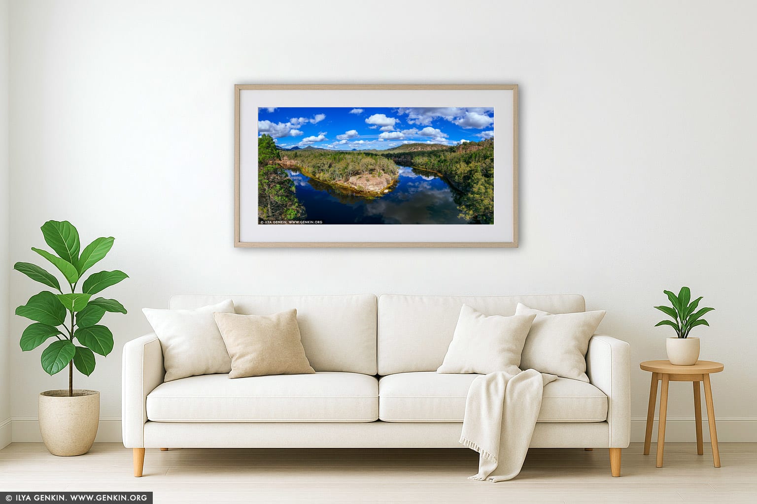 Dunns Swamp wall art in a modern living room interior