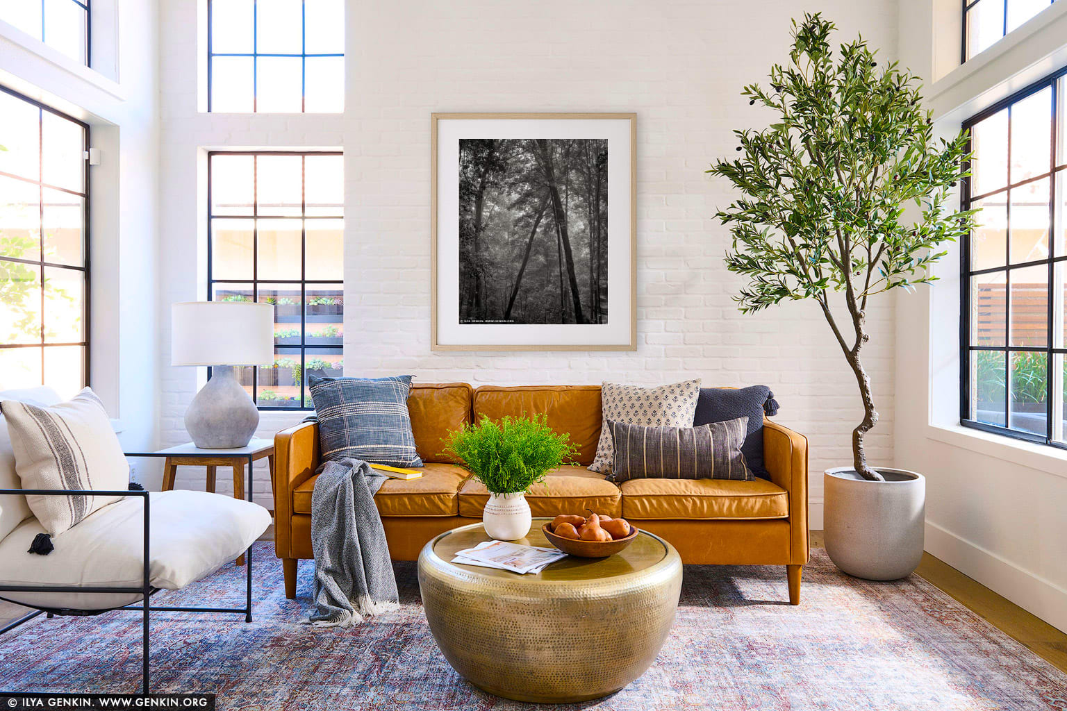 Misty Forest. Study #1 wall art in a contemporary living room interior