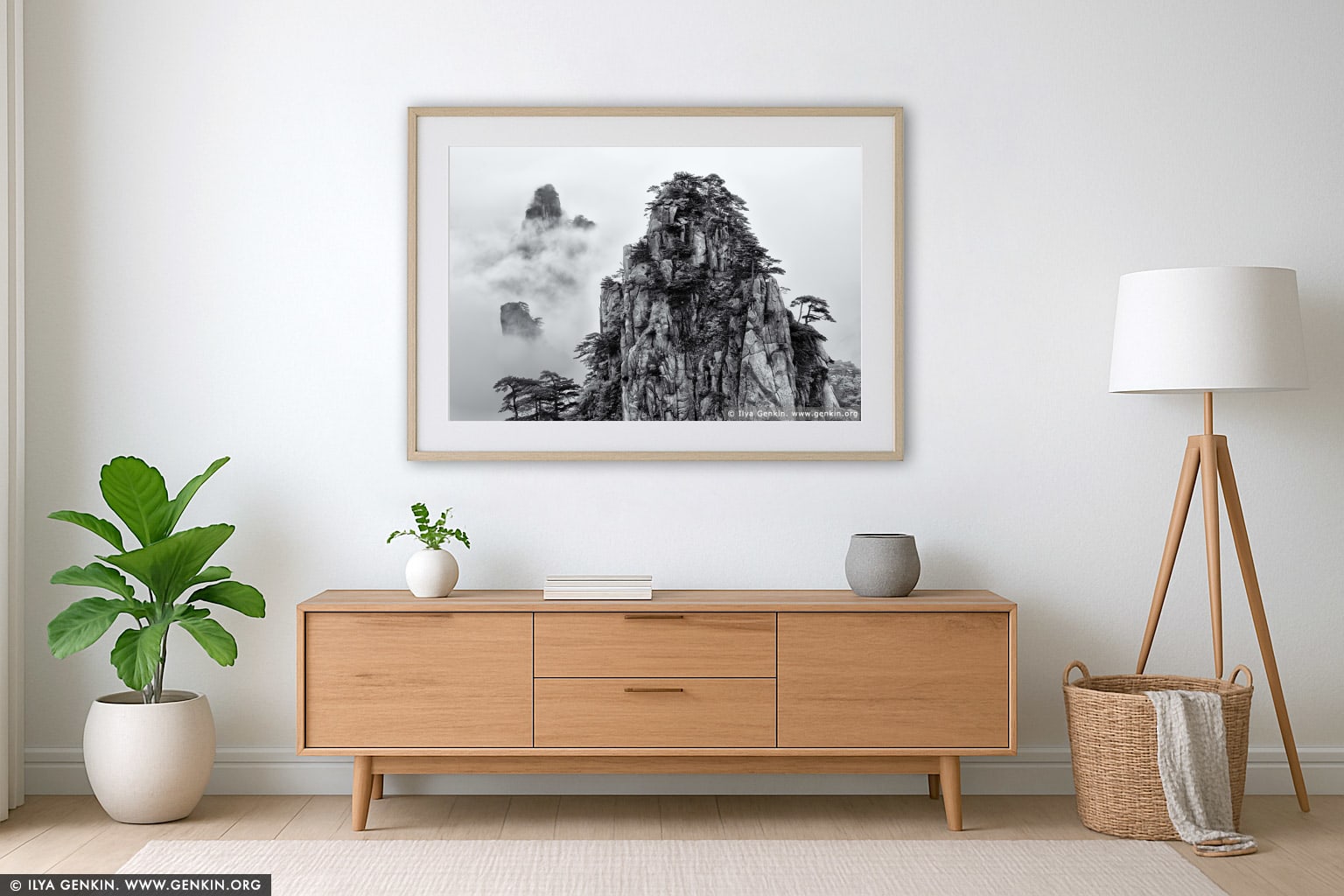 View from Beginning to Believe Lookout wall art in a luxury living room interior