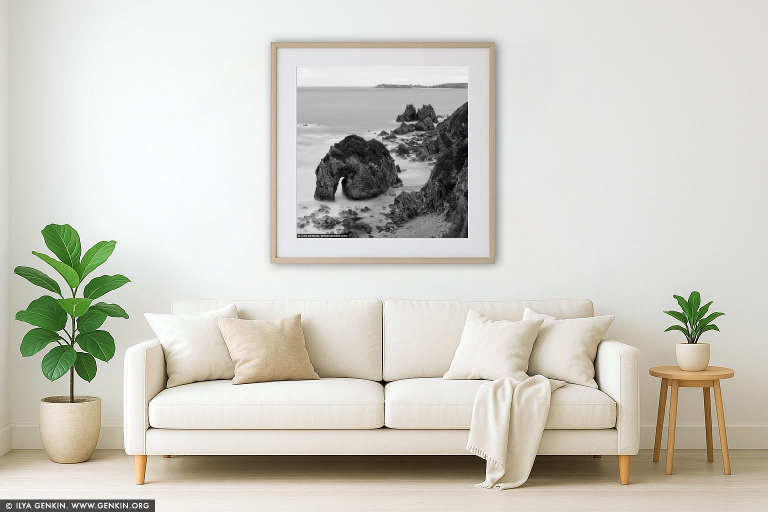 Silent Sentinel - Horse Head Rock wall art in a minimalist living room interior