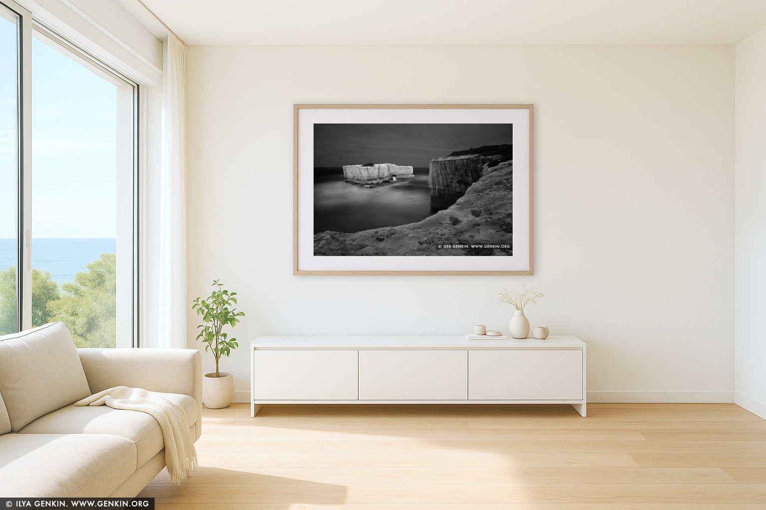 The Bakers Oven in Black and White wall art in a luxury living room interior