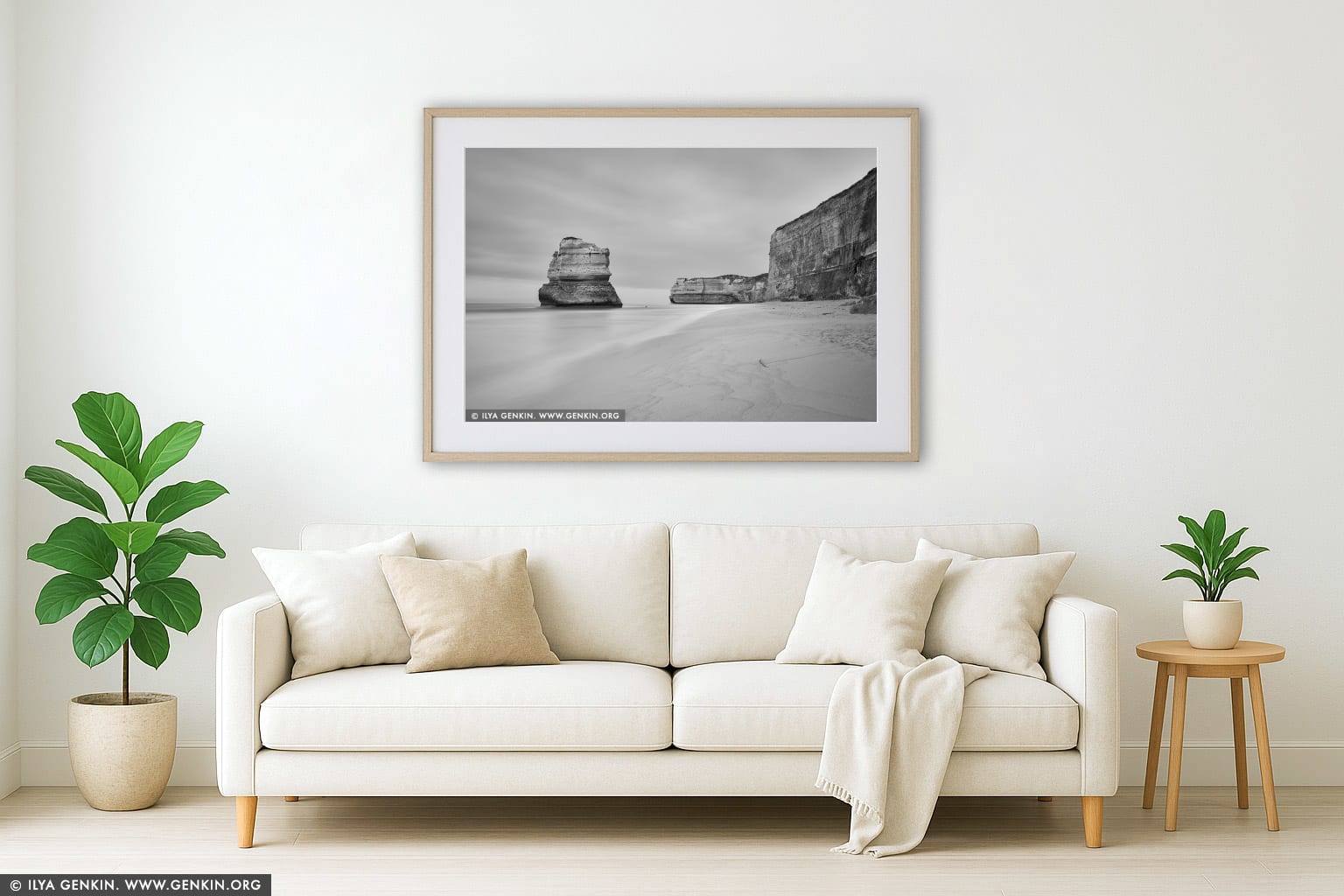 Gog and Magog in Black and White wall art in a modern living room interior