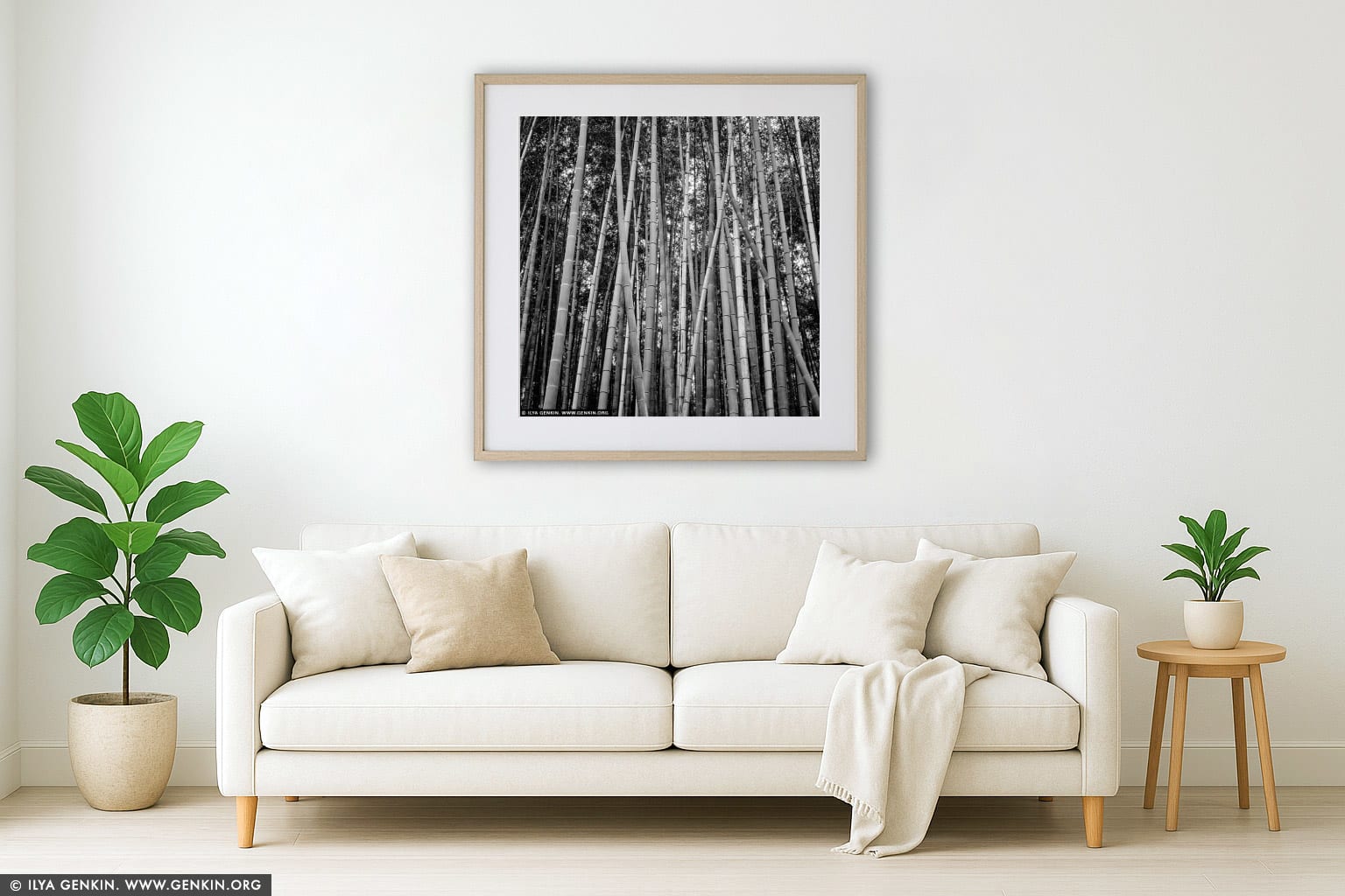 Bamboo Trees at Arashiyama Bamboo Grove  wall art in a modern living room interior