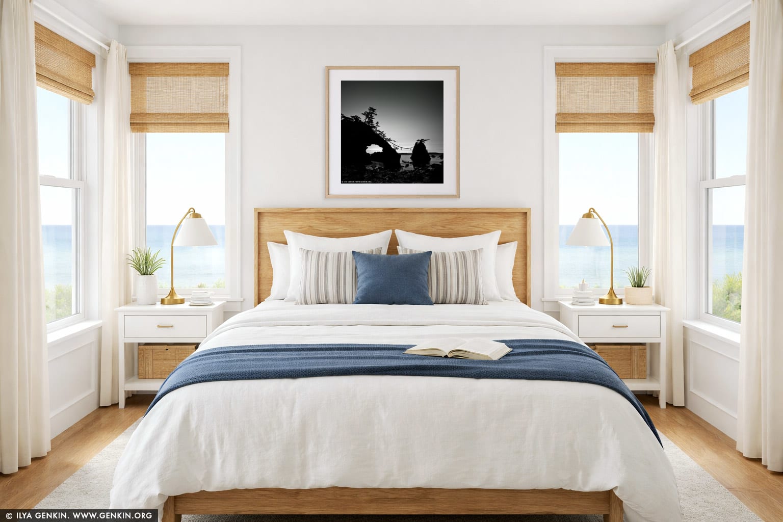 Hatago Iwa #1 (Married Rocks) wall art in a bedroom interior