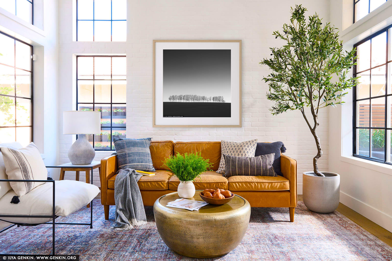 Thirty Eight Birches. Study 1 wall art in a luxury living room interior