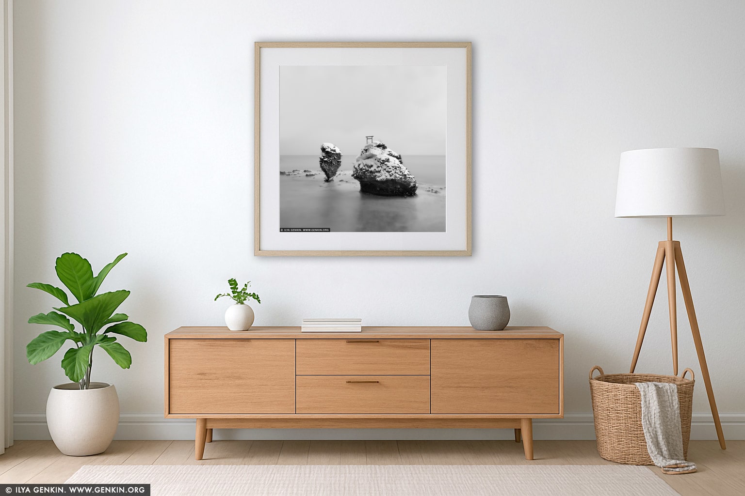 Ebisu Iwa. Study 1 wall art in a minimalist living room interior