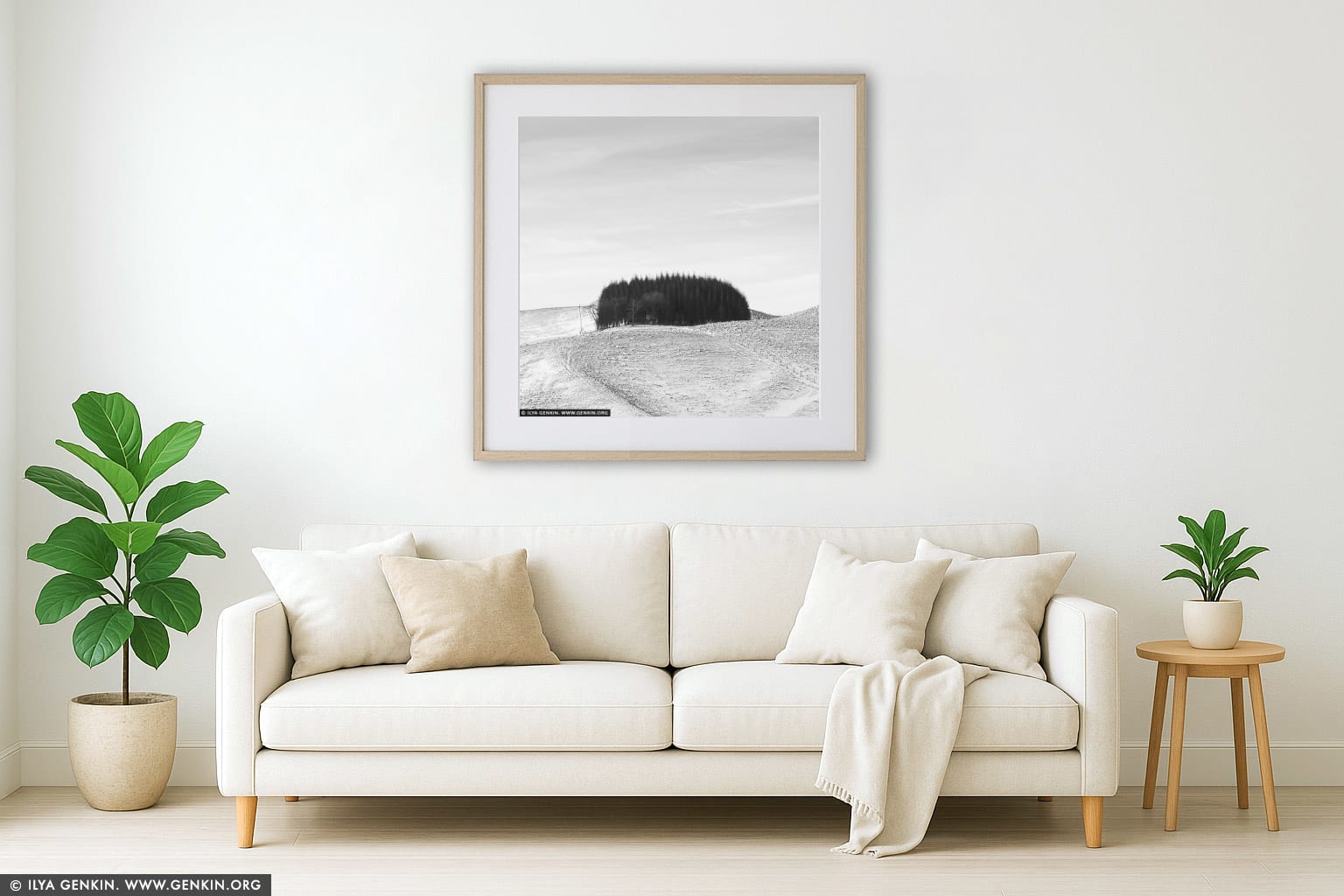 Hilltop Trees, Study 1 wall art in a modern living room interior