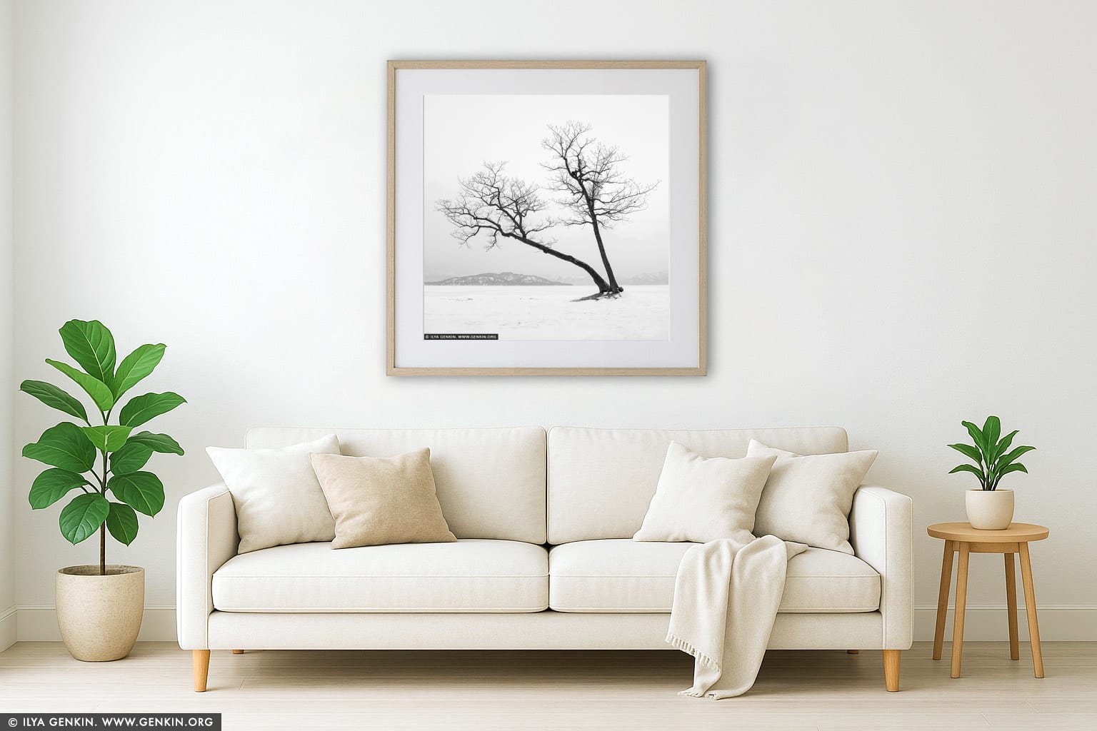 Kussharo Lake Tree, Study 1 wall art in a modern living room interior