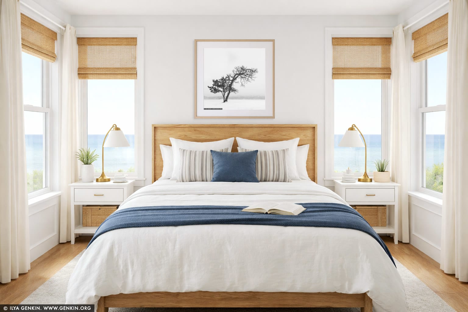 Kussharo Lake Tree, Study 2 wall art in a bedroom interior