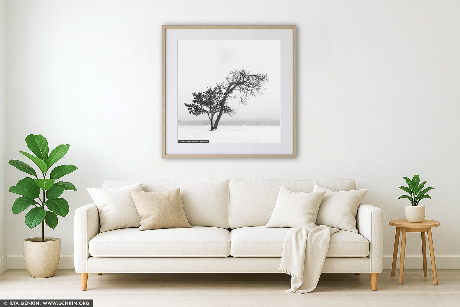 Kussharo Lake Tree, Study 2 wall art in a contemporary living room interior