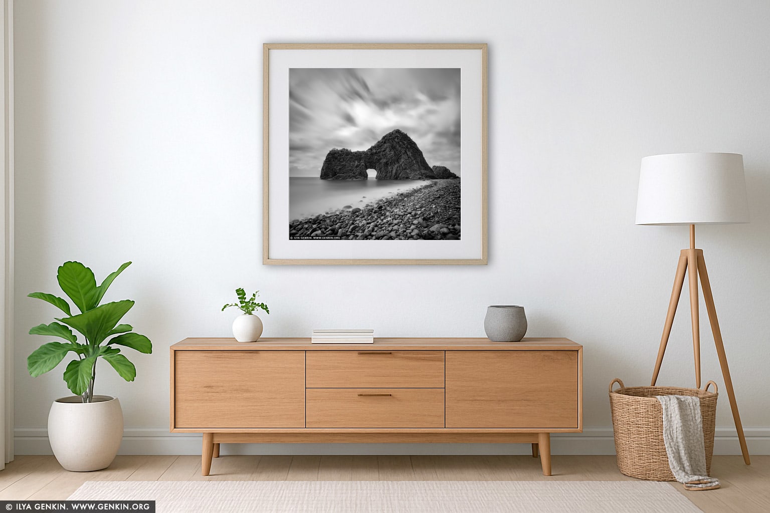 Senganmon at Kumomi wall art in a luxury living room interior