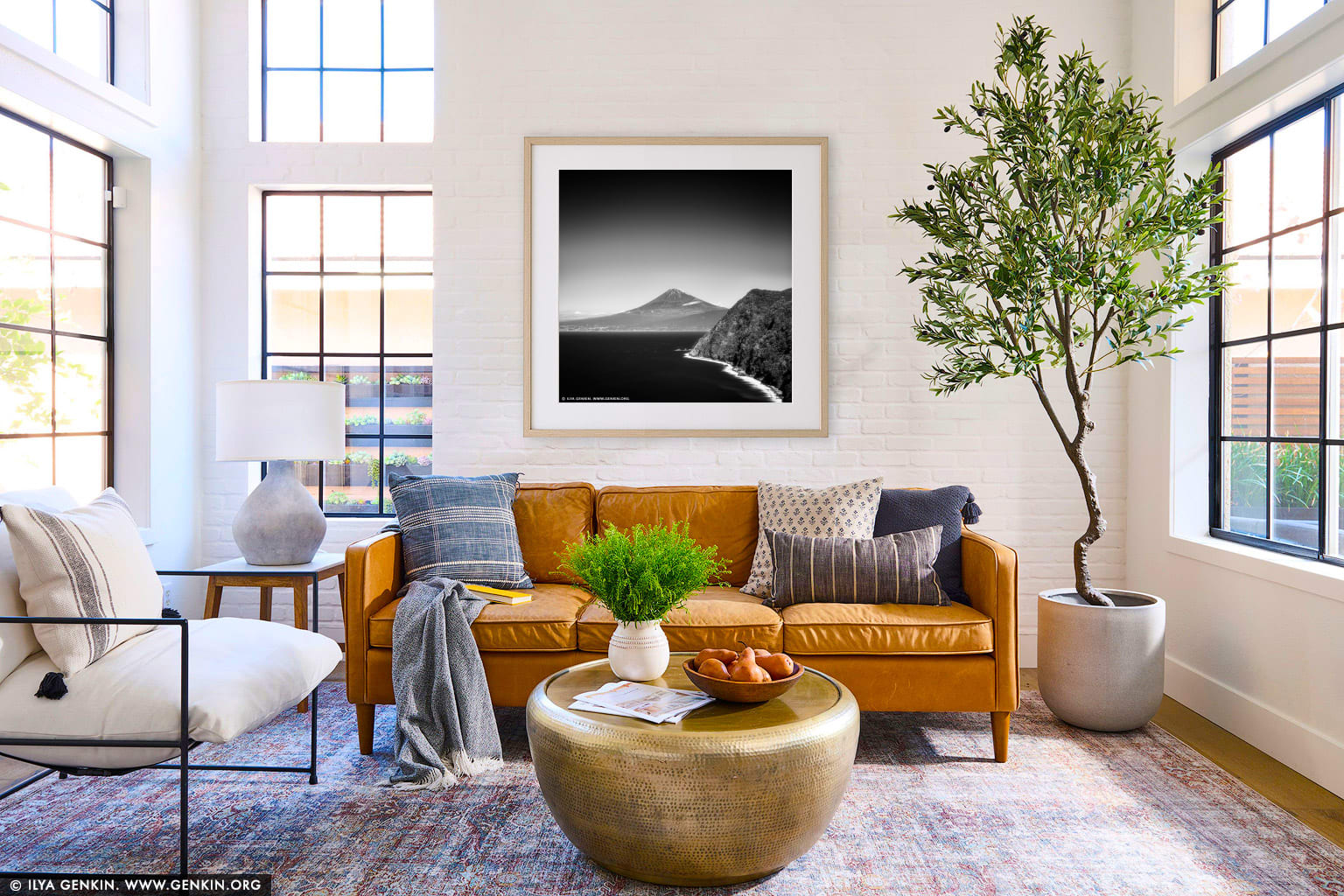 Mt. Fuji from Izu Peninsula wall art in a contemporary living room interior
