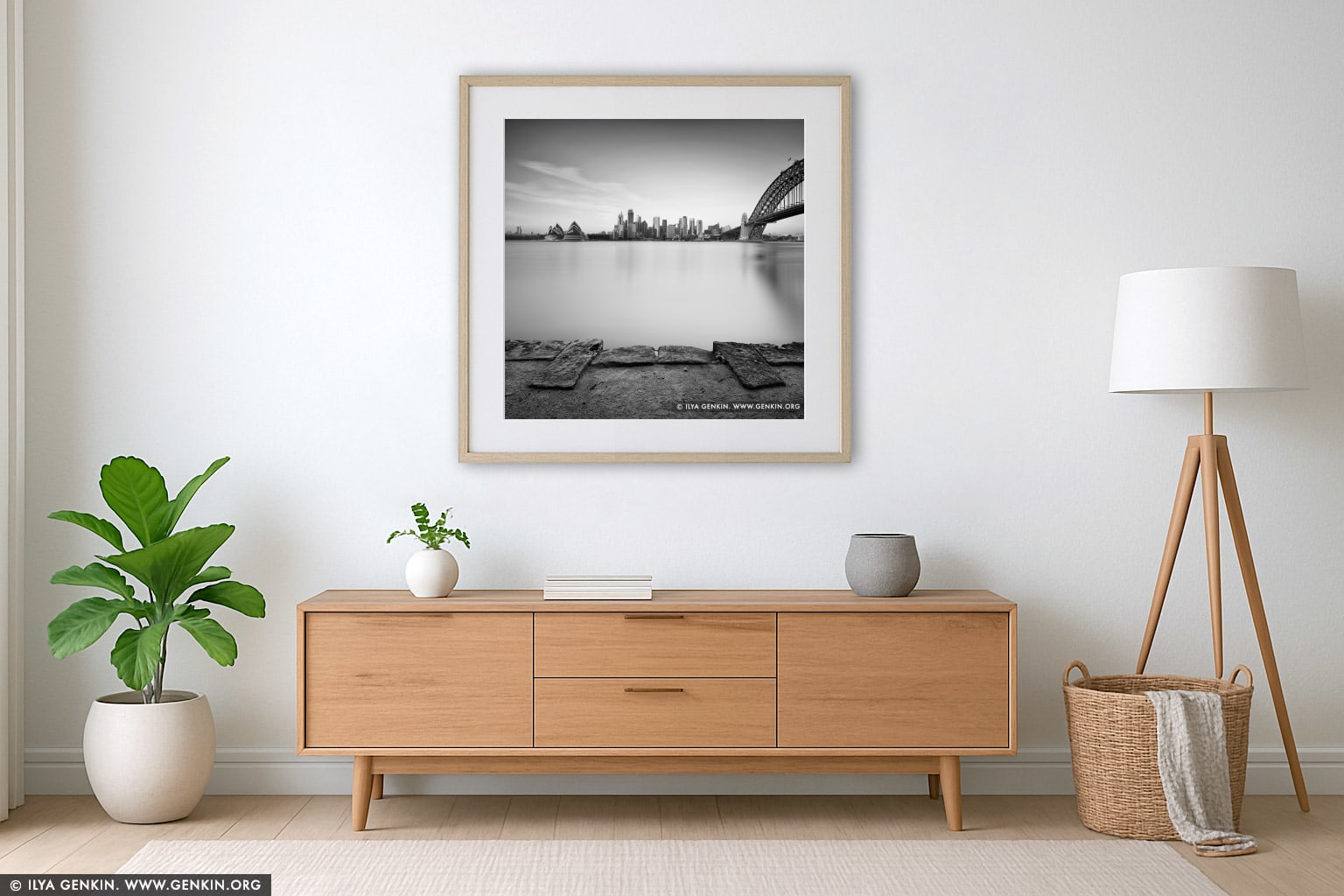 City of Sydney from Kirribilli wall art in a contemporary living room interior