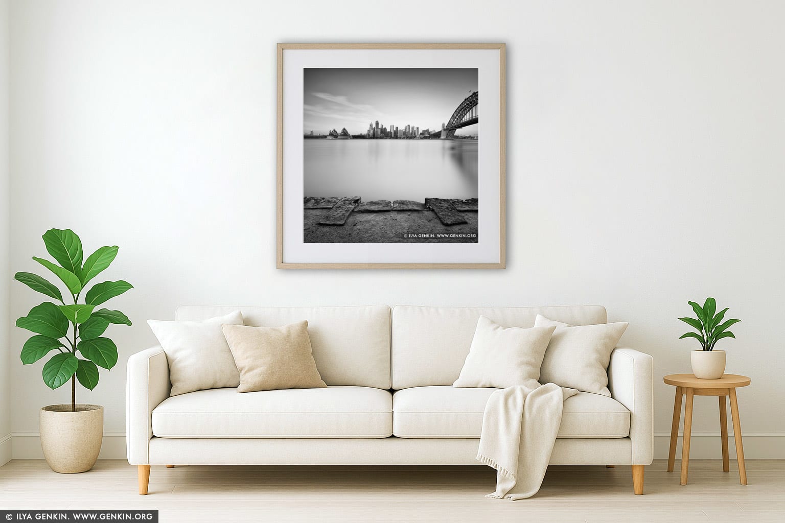 City of Sydney from Kirribilli wall art in a luxury living room interior