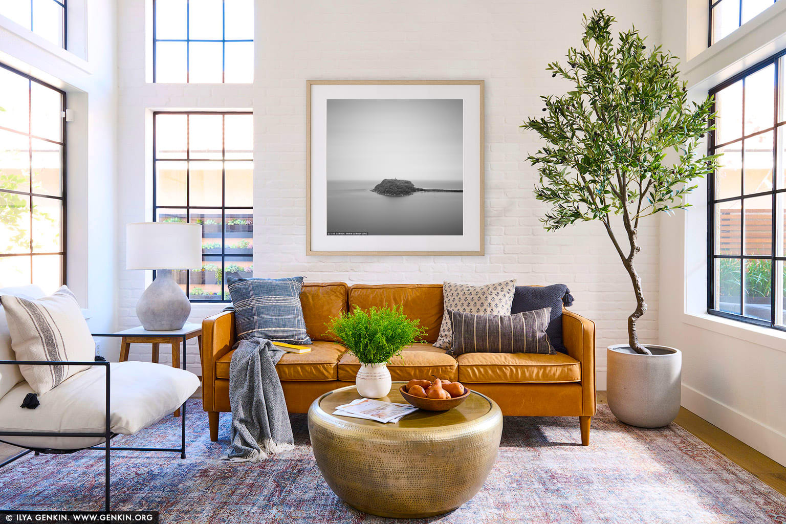 Barrenjoey Headland and Palm Beach  wall art in a luxury living room interior