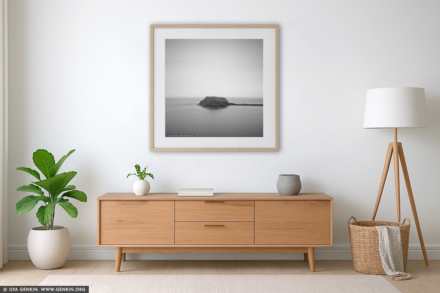 Barrenjoey Headland and Palm Beach  wall art in a modern living room interior