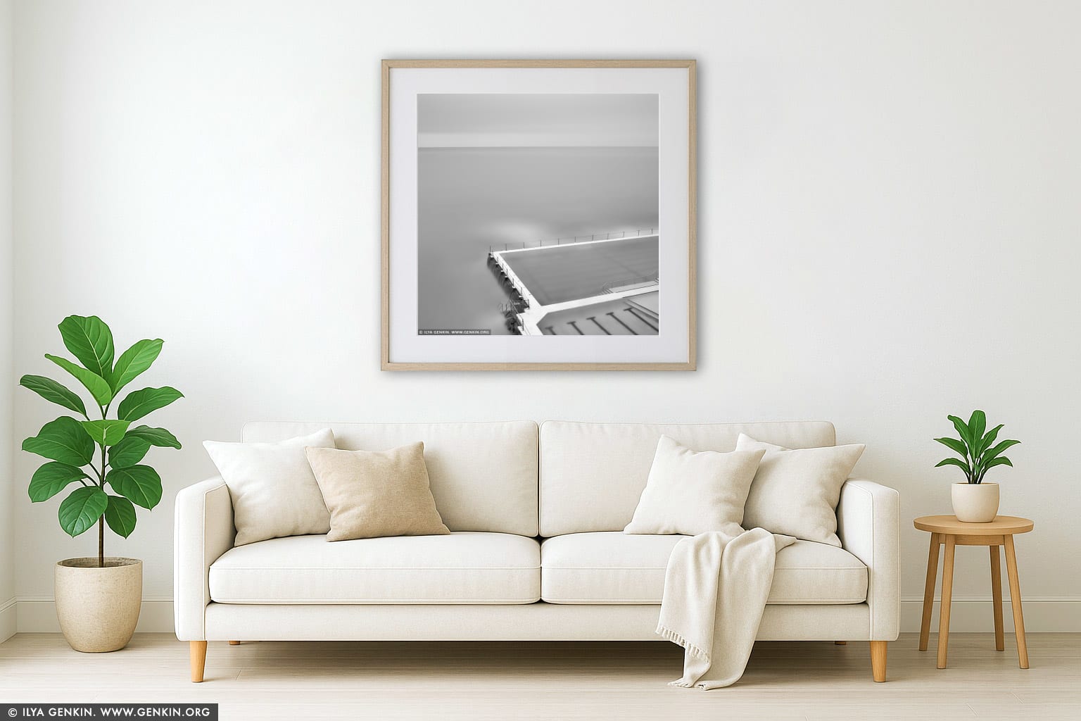 Bondi Beach Icebergs wall art in a luxury living room interior