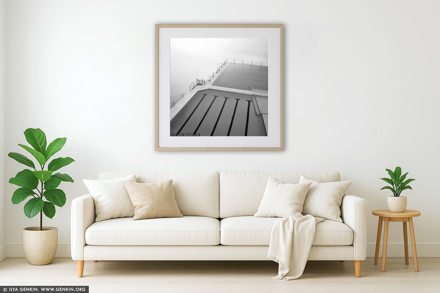 Bondi Beach Icebergs wall art in a contemporary living room interior