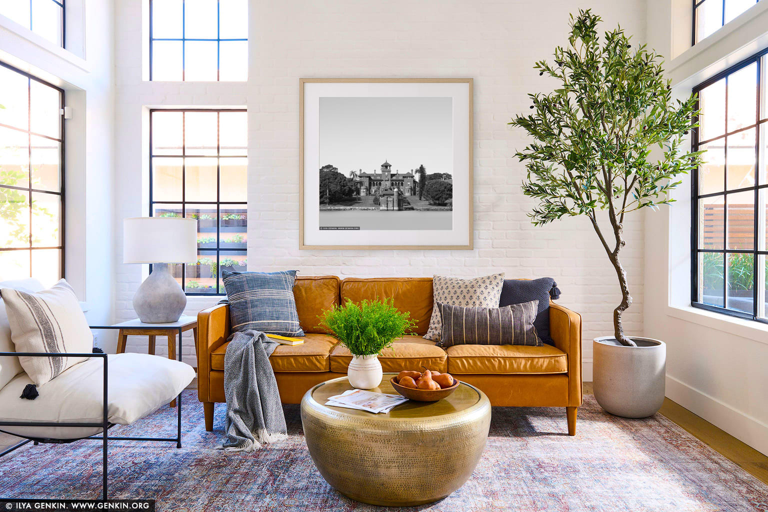 Rivendell School wall art in a contemporary living room interior