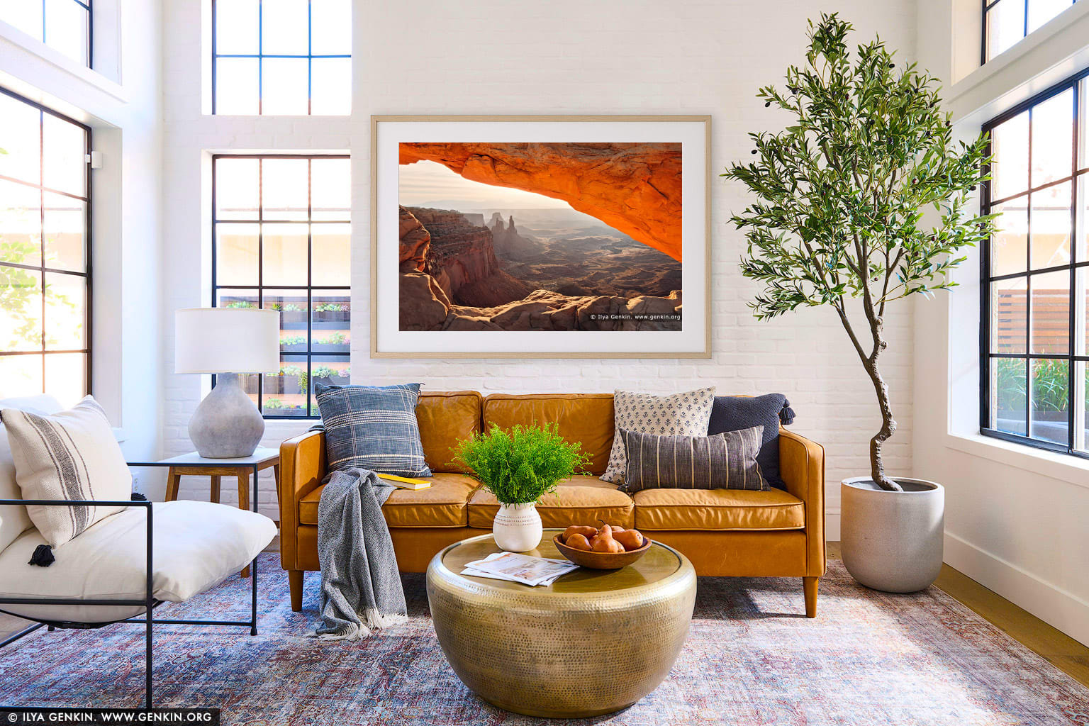 Mesa Arch at Sunrise wall art in a modern living room interior