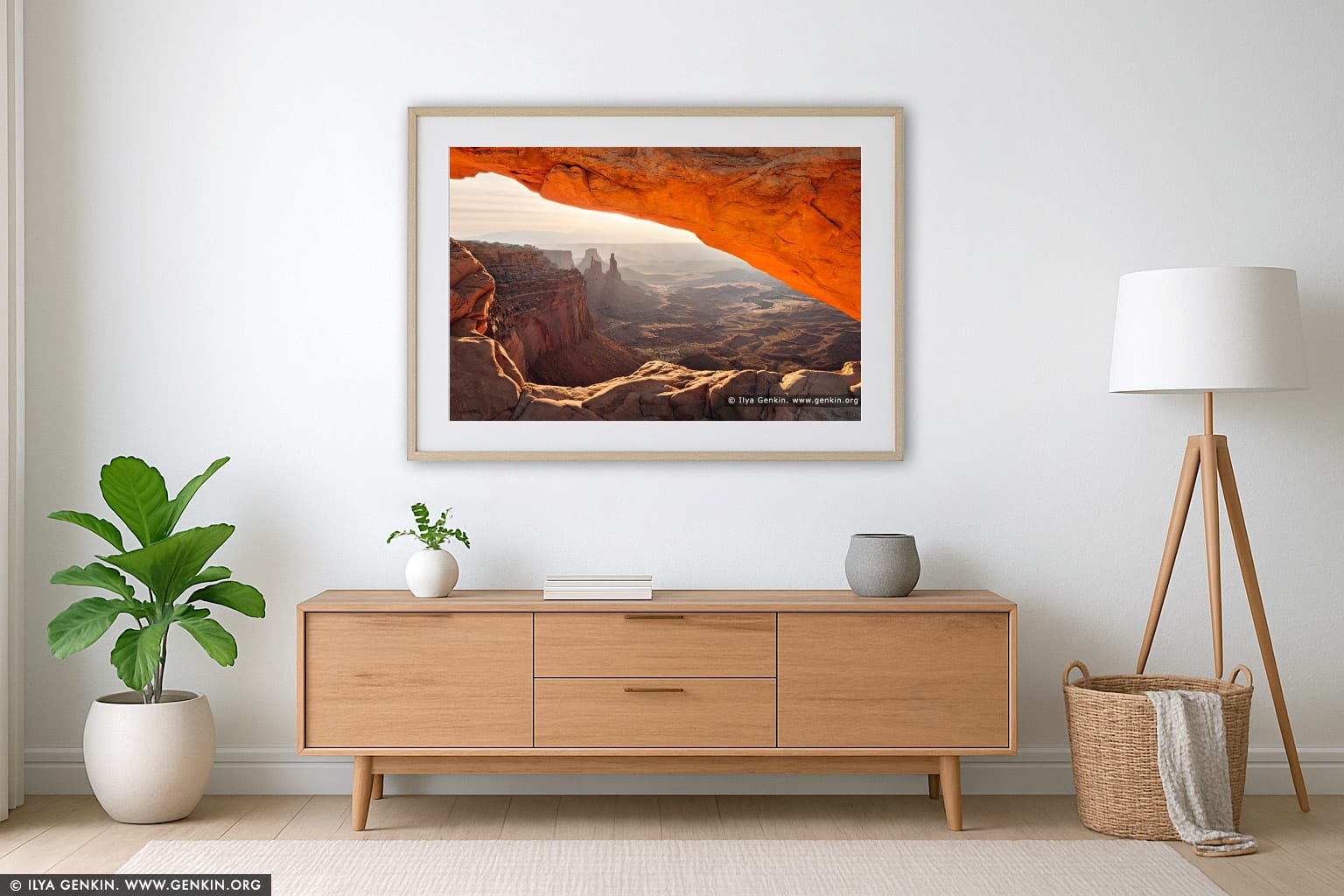 Mesa Arch at Sunrise wall art in a contemporary living room interior