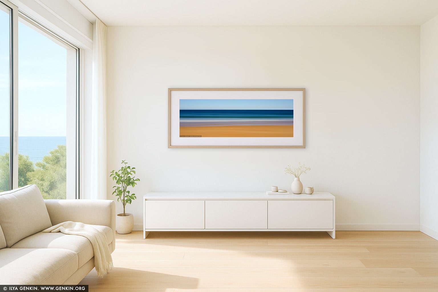 Flow and Motion #1, Narrabeen, Sunny wall art in a contemporary living room interior