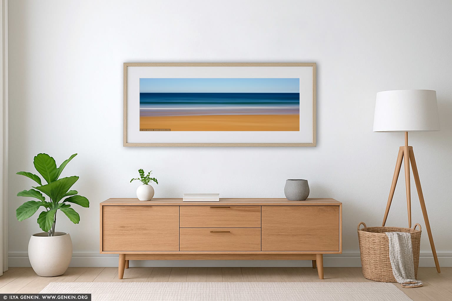 Flow and Motion #1, Narrabeen, Sunny wall art in a minimalist living room interior