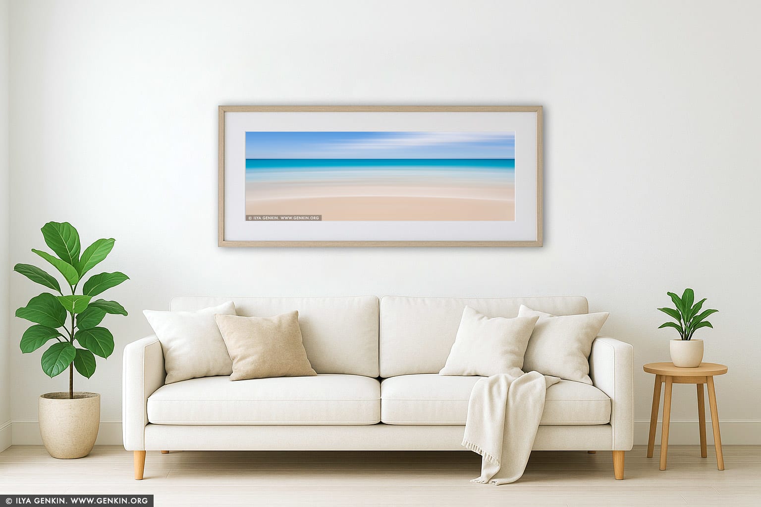 Flow and Motion #12, Bunker Bay Beach, Sunny wall art in a luxury living room interior