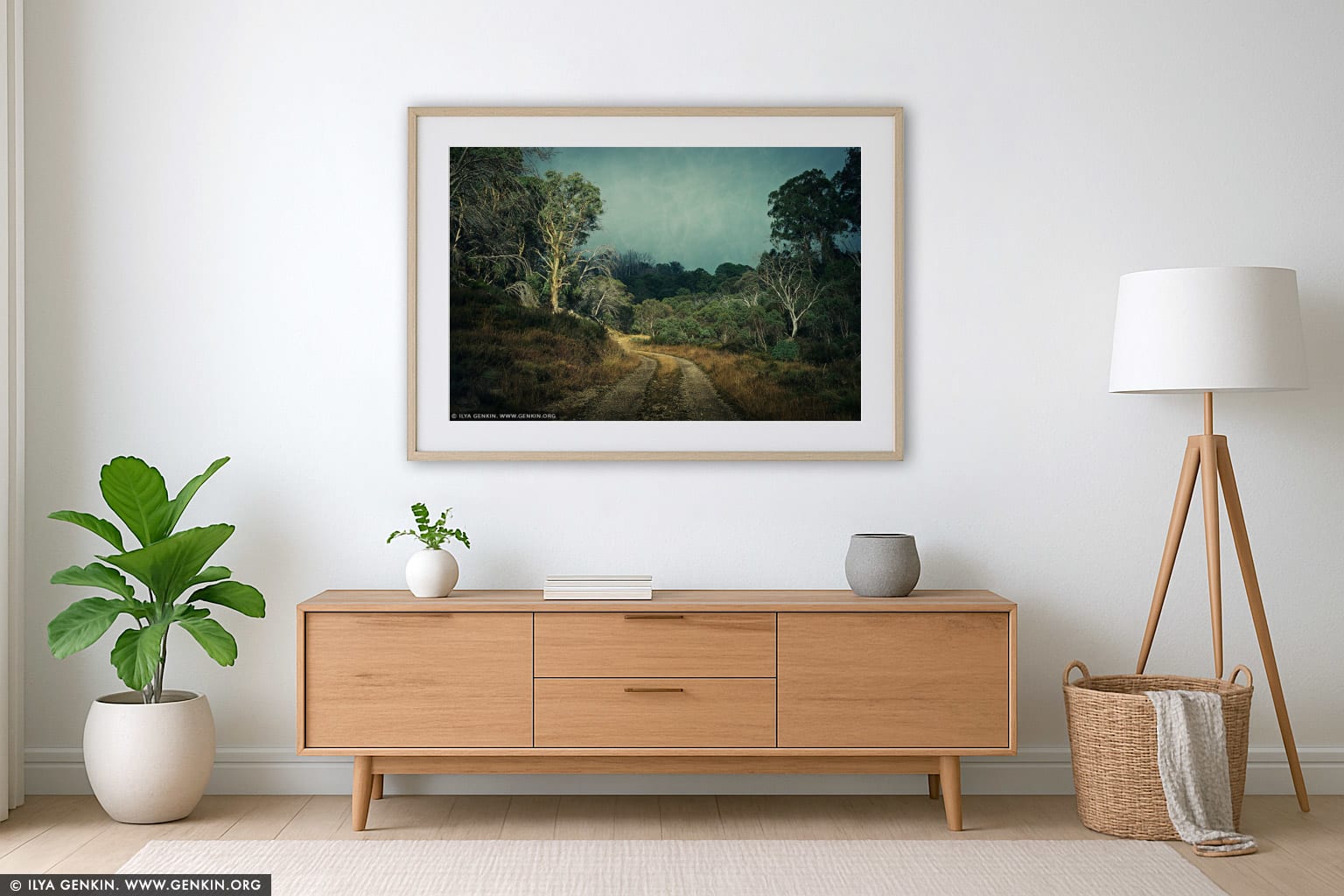 Rural Road wall art in a contemporary living room interior