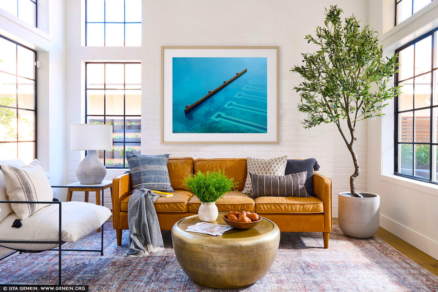 Bronte Baths, Study 2 wall art in a contemporary living room interior