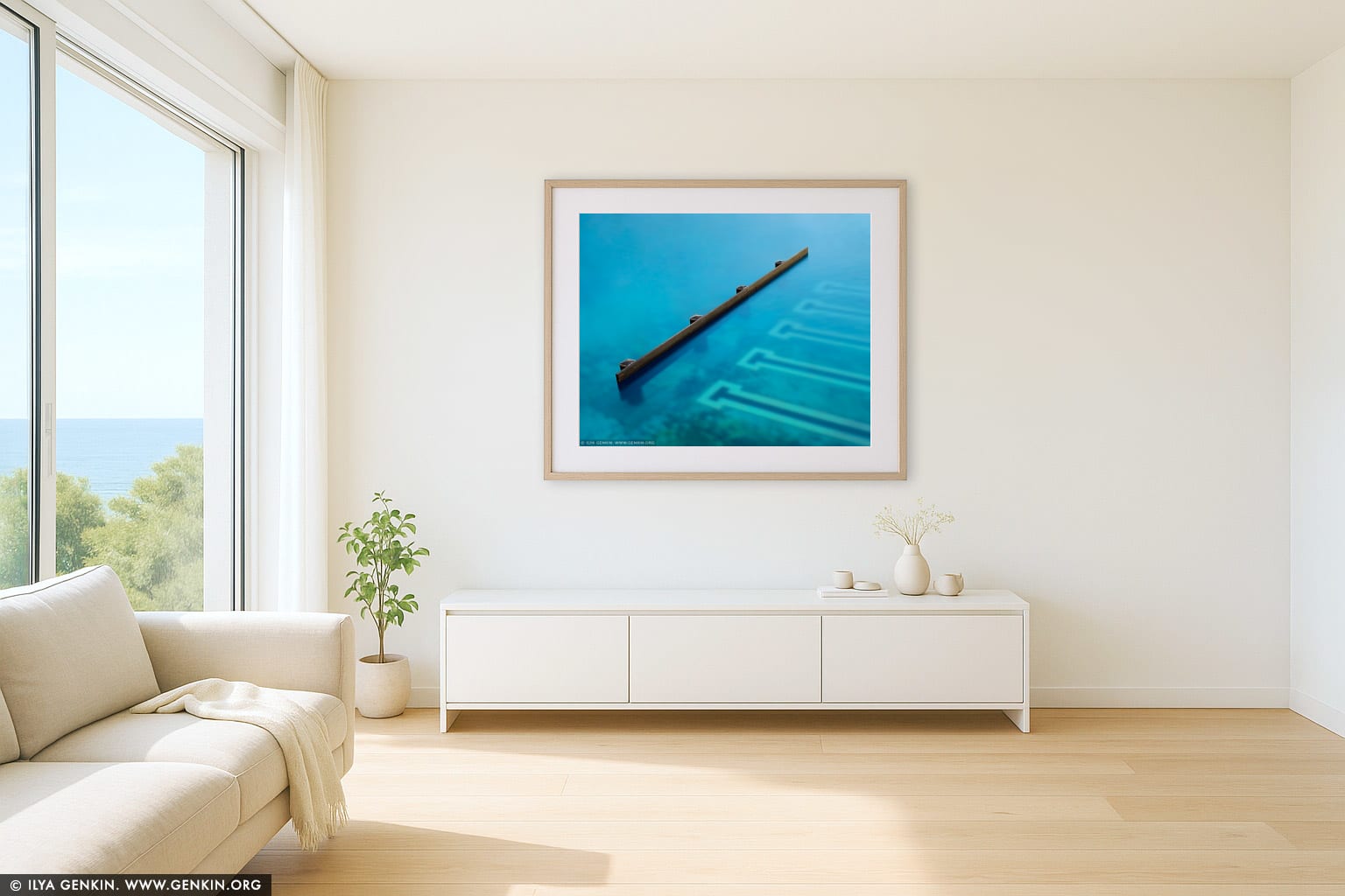 Bronte Baths, Study 2 wall art in a contemporary living room interior