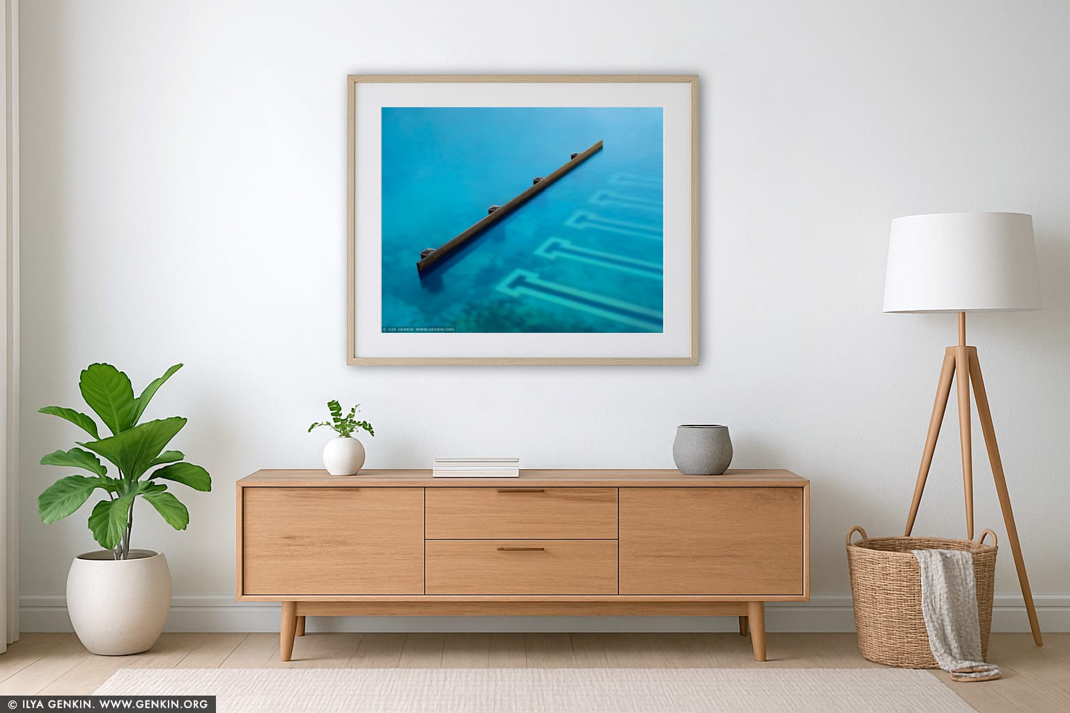 Bronte Baths, Study 2 wall art in a minimalist living room interior