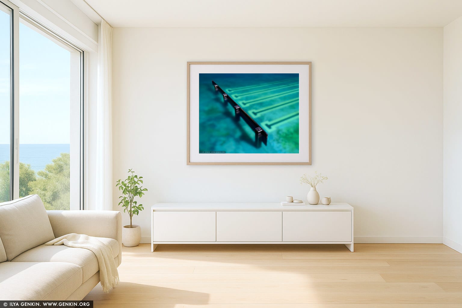 Bronte Baths, Study 1 wall art in a luxury living room interior
